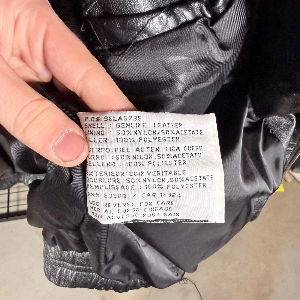 Vintage NFL Super Bowl XXXI Leather Jacket Logo Athletic Men's L Black Teal - Picture 6 of 7